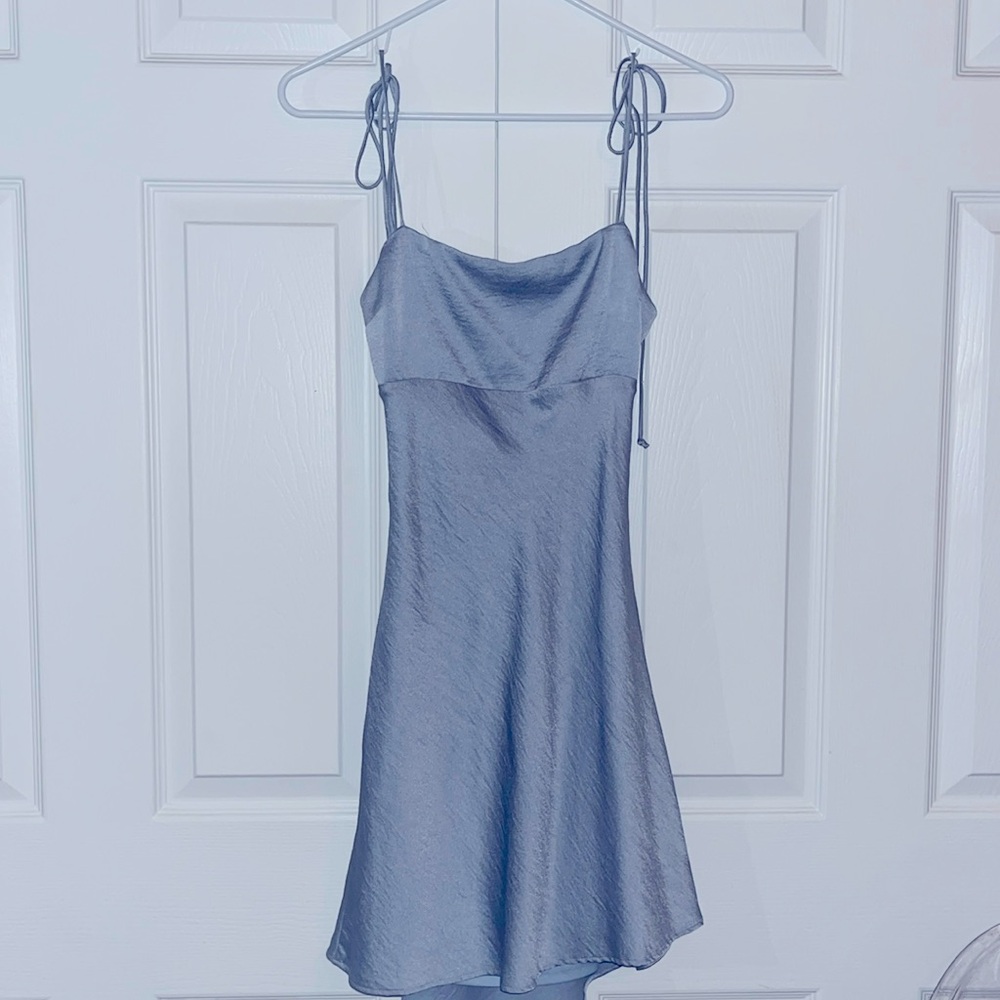 Light blue satin mini dress